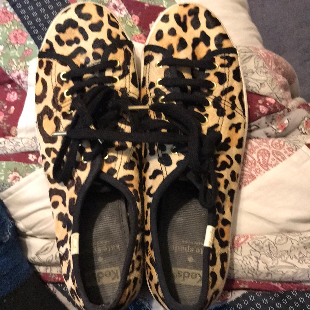 KATE SPADE Keds WOMENS 8 ✨ Leopard Print Canvas Sneakers good condition